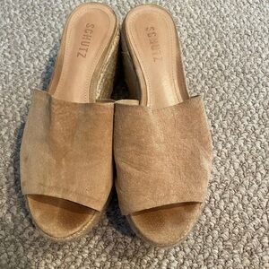 SCHUTZ Brown Suede Mules